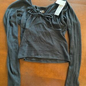NWT Hollister Black Ribbed Women's Top